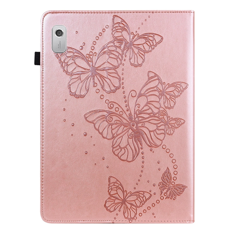 For Lenovo Tab M8 4th Gen Embossed Butterfly Pattern Leather Tablet Case(Pink)