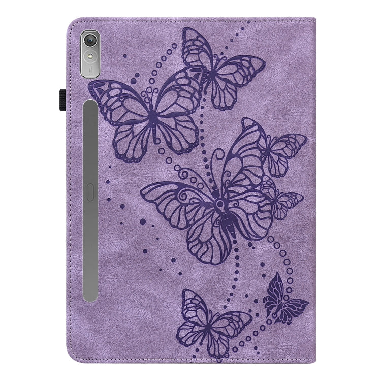For Lenovo Pad Pro 2022 11.2 inch / Tab P11 Pro Gen 2 Embossed Butterfly Pattern Leather Tablet Case(Purple)