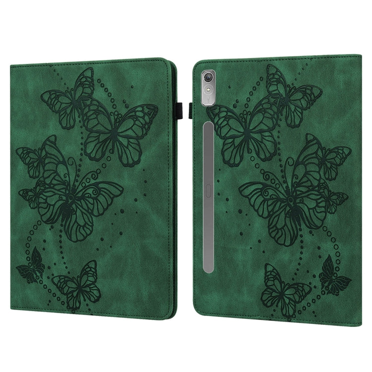 For Lenovo Pad Pro 2022 11.2 inch / Tab P11 Pro Gen 2 Embossed Butterfly Pattern Leather Tablet Case(Green)