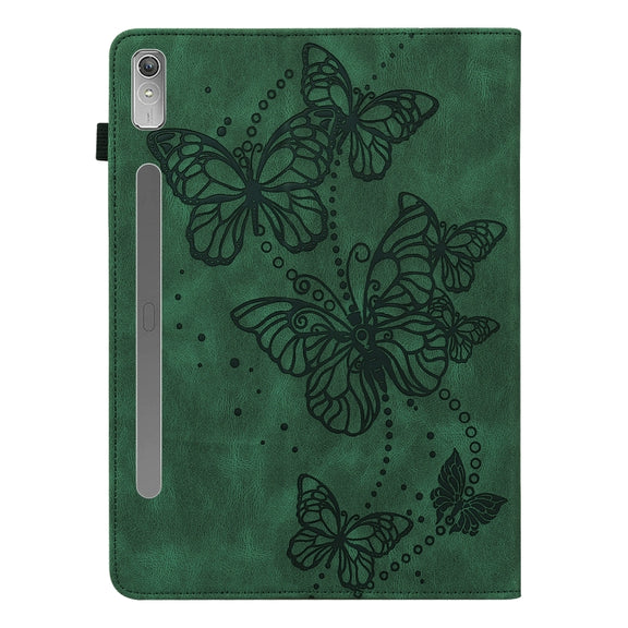 For Lenovo Pad Pro 2022 11.2 inch / Tab P11 Pro Gen 2 Embossed Butterfly Pattern Leather Tablet Case(Green)