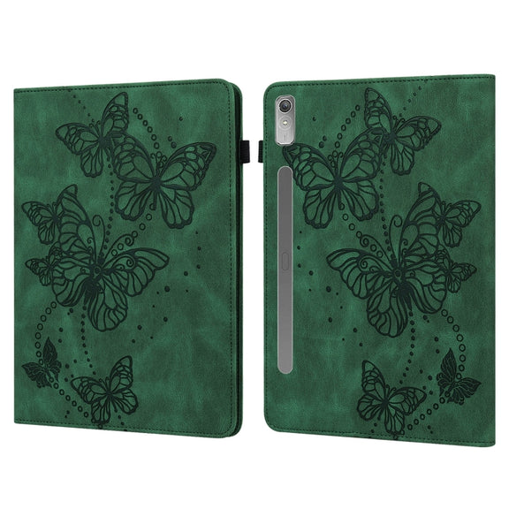 For Lenovo Pad Pro 2022 11.2 inch / Tab P11 Pro Gen 2 Embossed Butterfly Pattern Leather Tablet Case(Green)