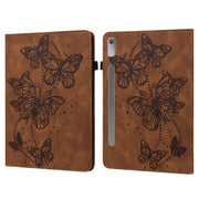For Lenovo Pad Pro 2022 11.2 inch / Tab P11 Pro Gen 2 Embossed Butterfly Pattern Leather Tablet Case(Brown)