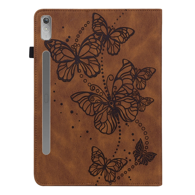 For Lenovo Pad Pro 2022 11.2 inch / Tab P11 Pro Gen 2 Embossed Butterfly Pattern Leather Tablet Case(Brown)