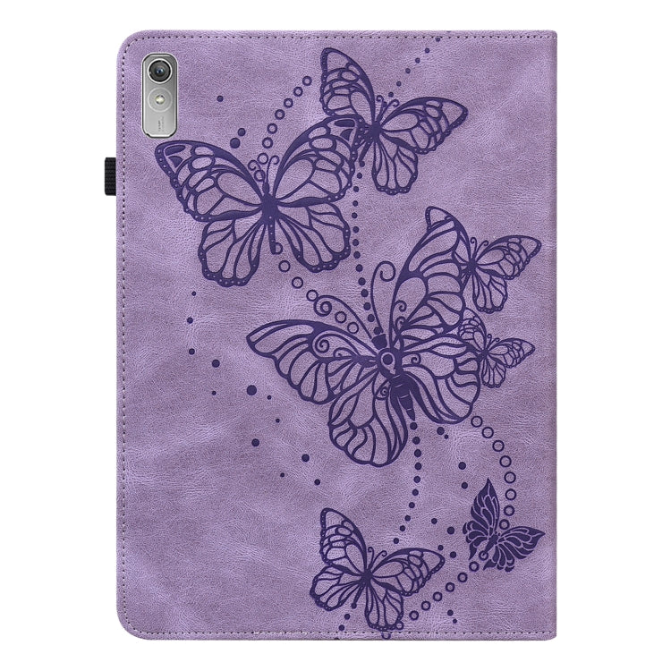 For Lenovo Pad Plus 2023 11.5 inch / Tab P11 Gen 2 Embossed Butterfly Pattern Leather Tablet Case(Purple)