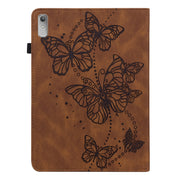 For Lenovo Pad Plus 2023 11.5 inch / Tab P11 Gen 2 Embossed Butterfly Pattern Leather Tablet Case(Brown)