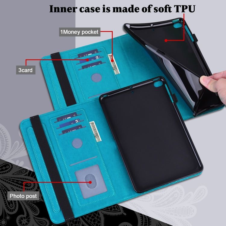 For Lenovo Tab M8 4th Gen Lace Flower Embossing Pattern Leather Tablet Case(Blue)