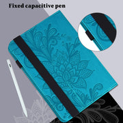 For Lenovo Tab M8 4th Gen Lace Flower Embossing Pattern Leather Tablet Case(Blue)