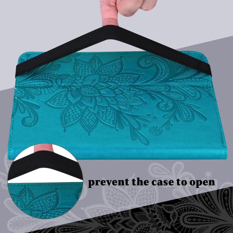 For Lenovo Tab M8 4th Gen Lace Flower Embossing Pattern Leather Tablet Case(Blue)