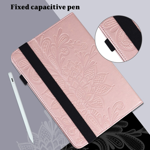 For Lenovo Tab M8 4th Gen Lace Flower Embossing Pattern Leather Tablet Case(Gold)