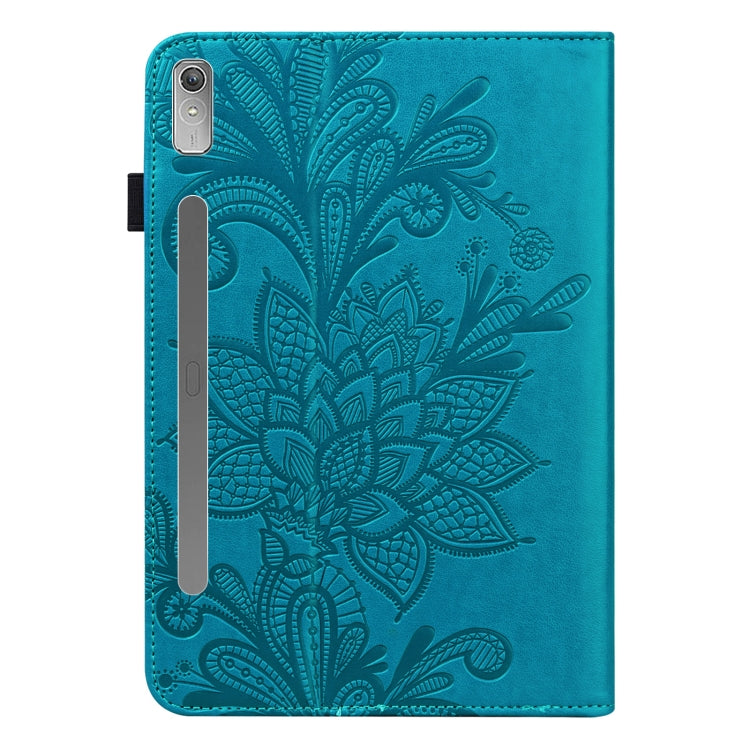 For Lenovo Pad Pro 2022 11.2 inch / Tab P11 Pro Gen 2 Lace Flower Embossing Pattern Leather Tablet Case(Blue)