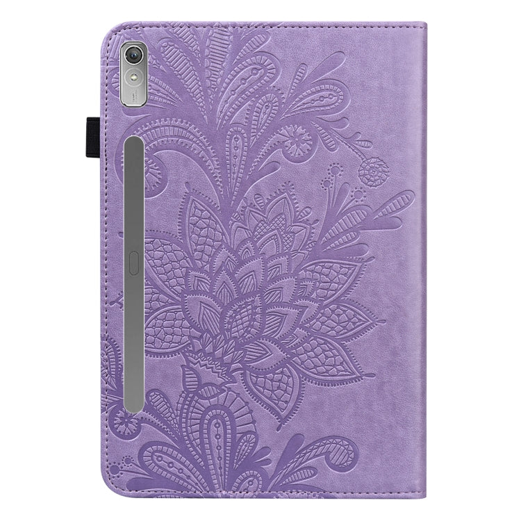 For Lenovo Pad Pro 2022 11.2 inch / Tab P11 Pro Gen 2 Lace Flower Embossing Pattern Leather Tablet Case(Purple)