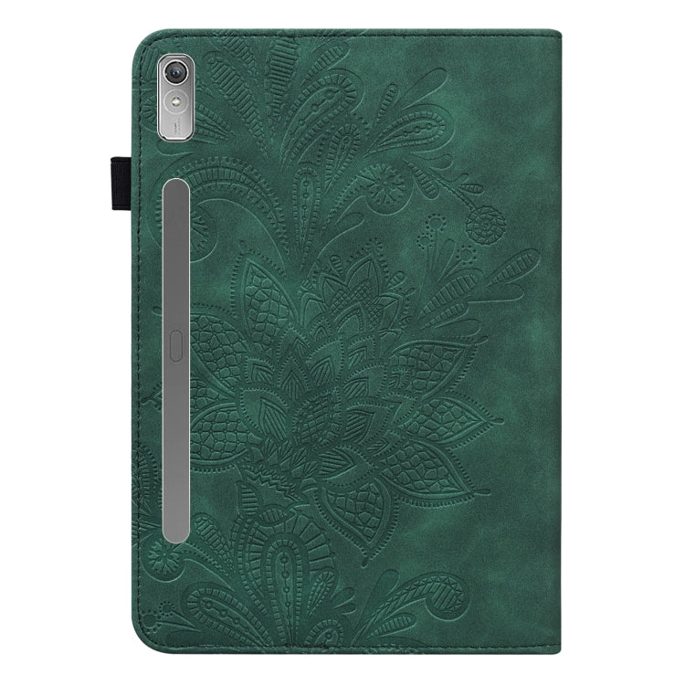 For Lenovo Pad Pro 2022 11.2 inch / Tab P11 Pro Gen 2 Lace Flower Embossing Pattern Leather Tablet Case(Green)