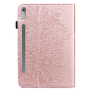 For Lenovo Pad Pro 2022 11.2 inch / Tab P11 Pro Gen 2 Lace Flower Embossing Pattern Leather Tablet Case(Gold)