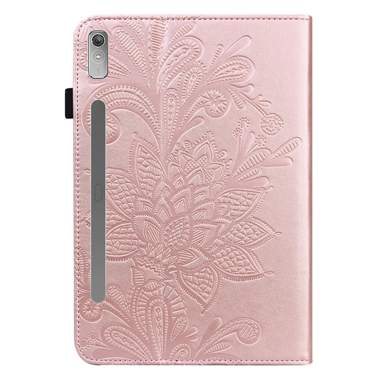 For Lenovo Pad Pro 2022 11.2 inch / Tab P11 Pro Gen 2 Lace Flower Embossing Pattern Leather Tablet Case(Gold)
