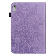 For Lenovo Pad Plus 2023 11.5 inch / Tab P11 Gen 2 Lace Flower Embossing Pattern Leather Tablet Case(Purple)