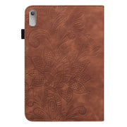 For Lenovo Pad Plus 2023 11.5 inch / Tab P11 Gen 2 Lace Flower Embossing Pattern Leather Tablet Case(Brown)