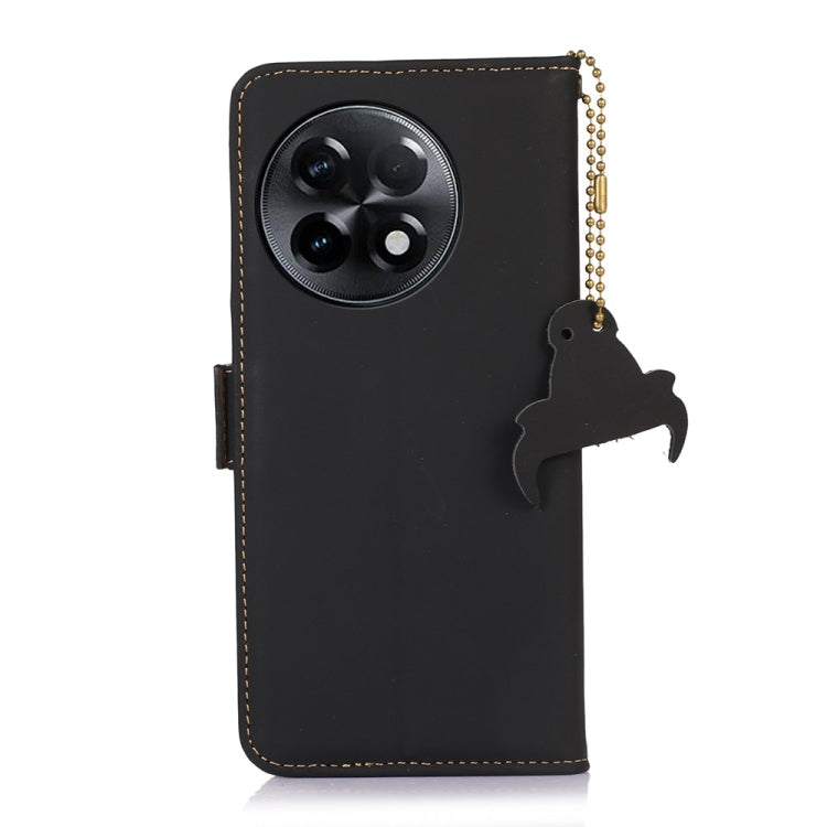 For OnePlus Ace 2 5G / 11R 5G Genuine Leather Magnetic RFID Leather Phone Case(Black)