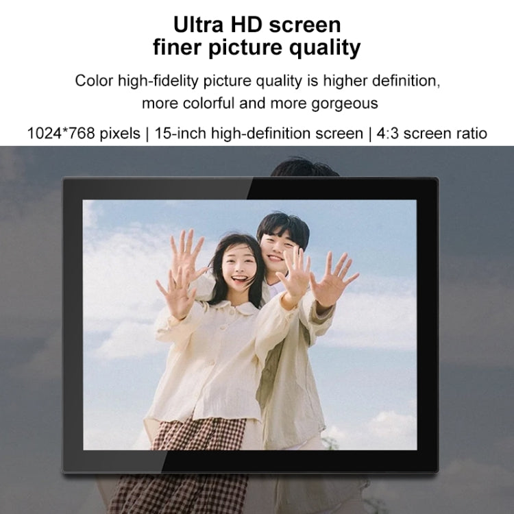 15 inch LED Display WiFi Cloud Photo Frame, RK3126C Quad Core up to 1.5GHz, Android 6.0, 1GB+16GB(EU Plug)
