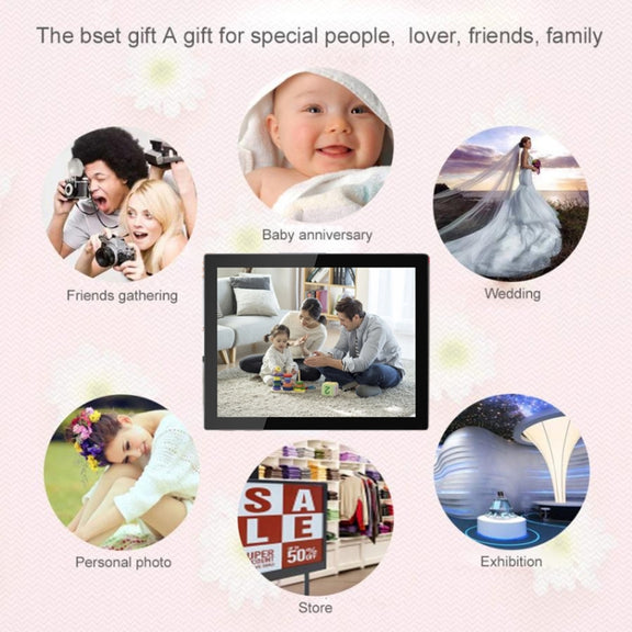 15 inch LED Display WiFi Cloud Photo Frame, RK3126C Quad Core up to 1.5GHz, Android 6.0, 1GB+16GB(EU Plug)