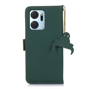 For Honor X7a 4G Genuine Leather Magnetic RFID Leather Phone Case(Green)