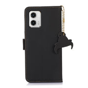 For Motorola Moto G73 5G Genuine Leather Magnetic RFID Leather Phone Case(Black)