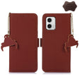 For Motorola Moto G73 5G Genuine Leather Magnetic RFID Leather Phone Case(Coffee) - Motorola Cases by PMC TechLife | Online Shopping South Africa | PMC TechLife | Buy Now Pay Later Mobicred