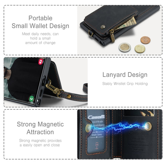 For Samsung Galaxy S23 Ultra 5G CaseMe C20 Multifunctional RFID Leather Phone Case(Black)