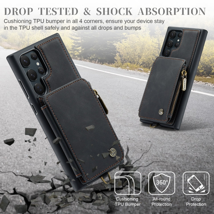 For Samsung Galaxy S23 Ultra 5G CaseMe C20 Multifunctional RFID Leather Phone Case(Black)