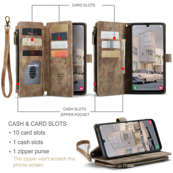 For Samsung Galaxy A34 5G CaseMe C30 Multifunctional Leather Phone Case(Brown)
