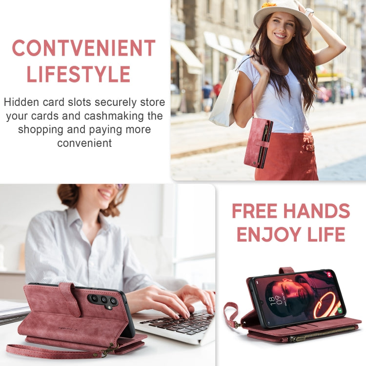 For Samsung Galaxy A34 5G CaseMe C30 Multifunctional Leather Phone Case(Red)