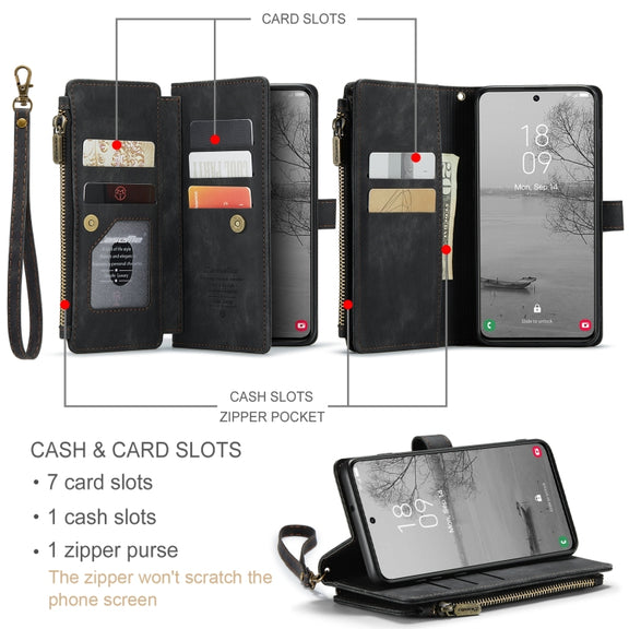 For Samsung Galaxy S23 5G CaseMe C30 Multifunctional Leather Phone Case(Black)
