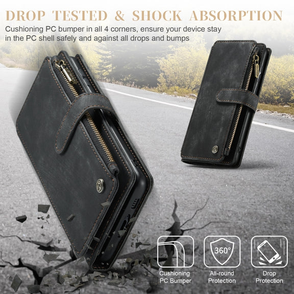 For Samsung Galaxy S23 5G CaseMe C30 Multifunctional Leather Phone Case(Black)