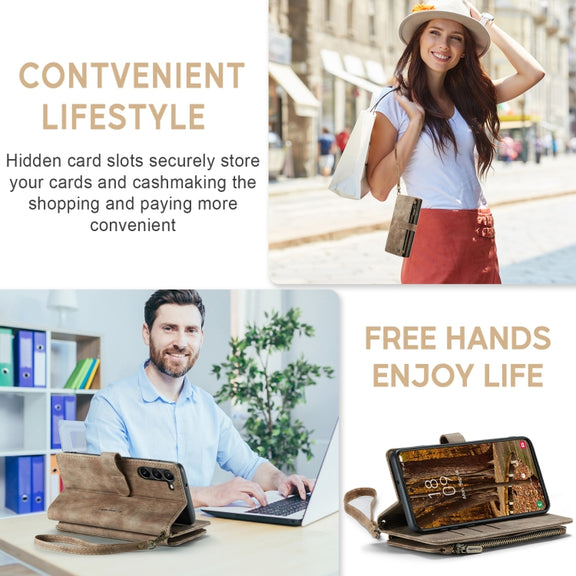 For Samsung Galaxy S23 5G CaseMe C30 Multifunctional Leather Phone Case(Brown)