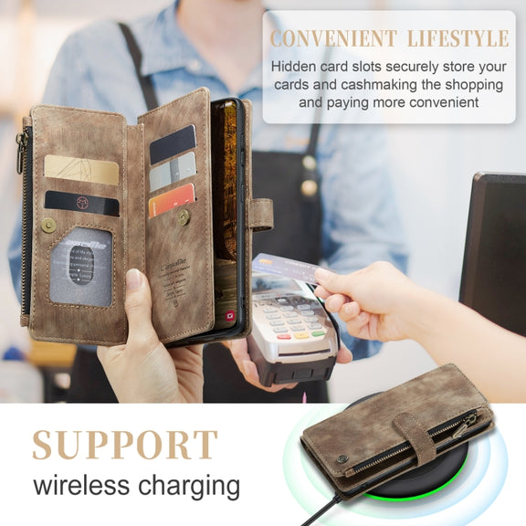 For Samsung Galaxy S23 5G CaseMe C30 Multifunctional Leather Phone Case(Brown)