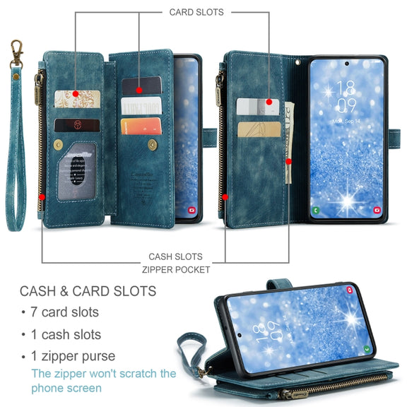 For Samsung Galaxy S23 5G CaseMe C30 Multifunctional Leather Phone Case(Blue)