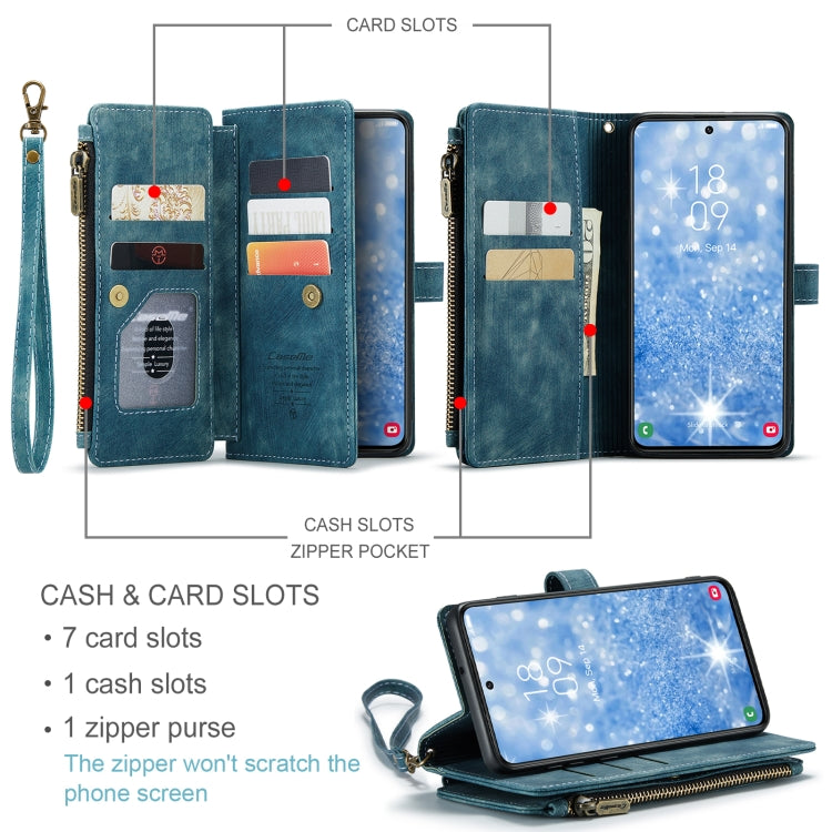 For Samsung Galaxy S23 5G CaseMe C30 Multifunctional Leather Phone Case(Blue)