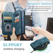 For Samsung Galaxy S23 5G CaseMe C30 Multifunctional Leather Phone Case(Blue)