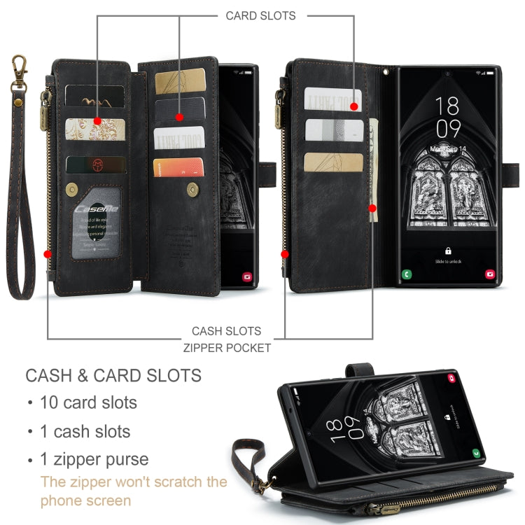 For Samsung Galaxy S23 Ultra 5G CaseMe C30 Multifunctional Leather Phone Case(Black)