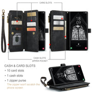 For Samsung Galaxy S23 Ultra 5G CaseMe C30 Multifunctional Leather Phone Case(Black)