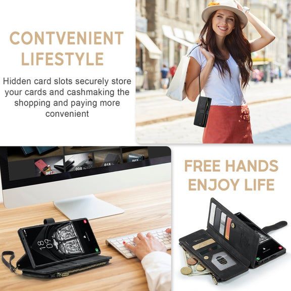 For Samsung Galaxy S23 Ultra 5G CaseMe C30 Multifunctional Leather Phone Case(Black)