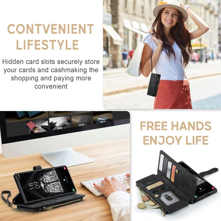 For Samsung Galaxy S23 Ultra 5G CaseMe C30 Multifunctional Leather Phone Case(Black)