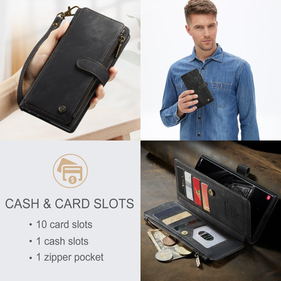 For Samsung Galaxy S23 Ultra 5G CaseMe C30 Multifunctional Leather Phone Case(Black)