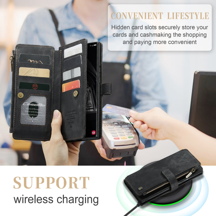 For Samsung Galaxy S23 Ultra 5G CaseMe C30 Multifunctional Leather Phone Case(Black)