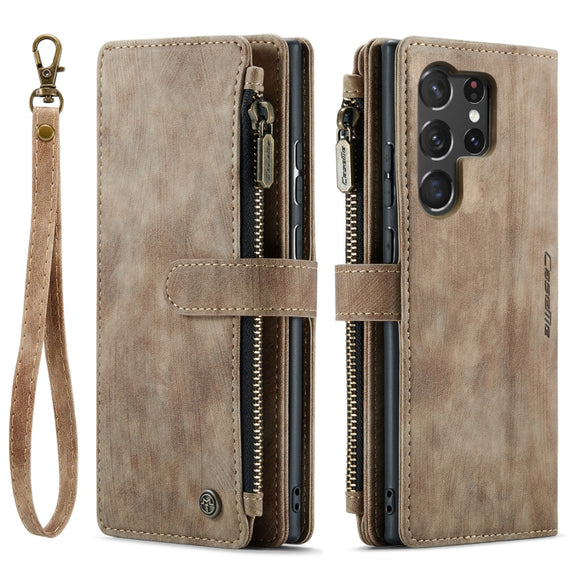 For Samsung Galaxy S23 Ultra 5G CaseMe C30 Multifunctional Leather Phone Case(Brown)