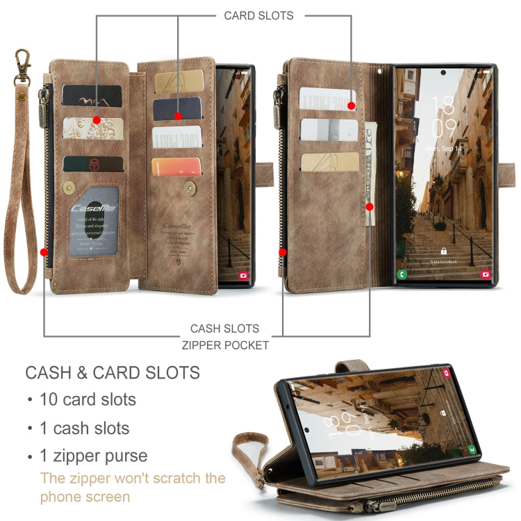For Samsung Galaxy S23 Ultra 5G CaseMe C30 Multifunctional Leather Phone Case(Brown)
