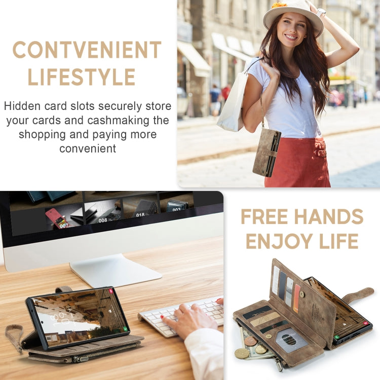 For Samsung Galaxy S23 Ultra 5G CaseMe C30 Multifunctional Leather Phone Case(Brown)