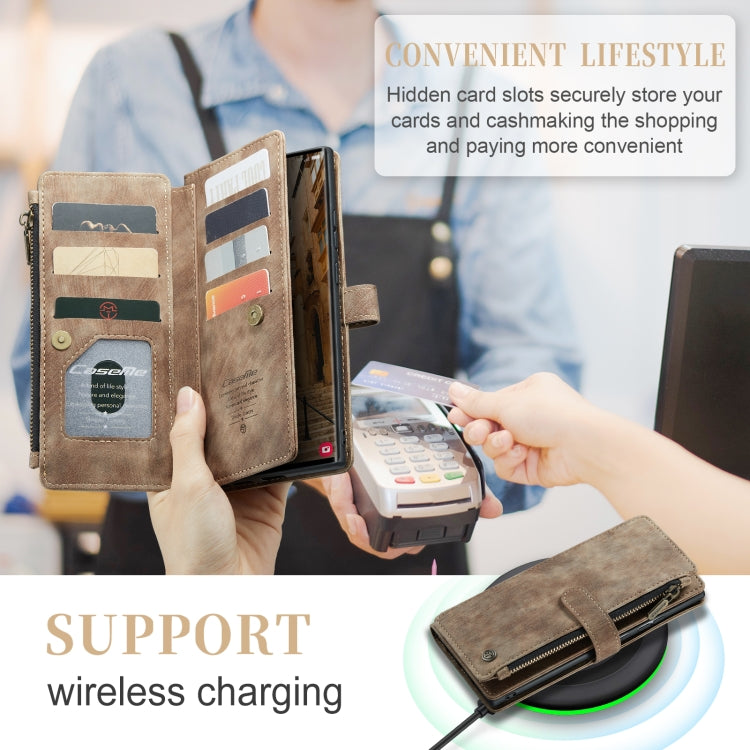 For Samsung Galaxy S23 Ultra 5G CaseMe C30 Multifunctional Leather Phone Case(Brown)