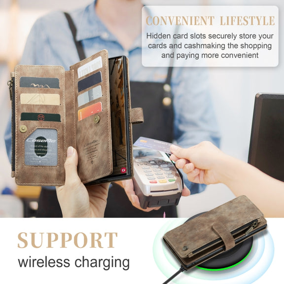 For Samsung Galaxy S23 Ultra 5G CaseMe C30 Multifunctional Leather Phone Case(Brown)