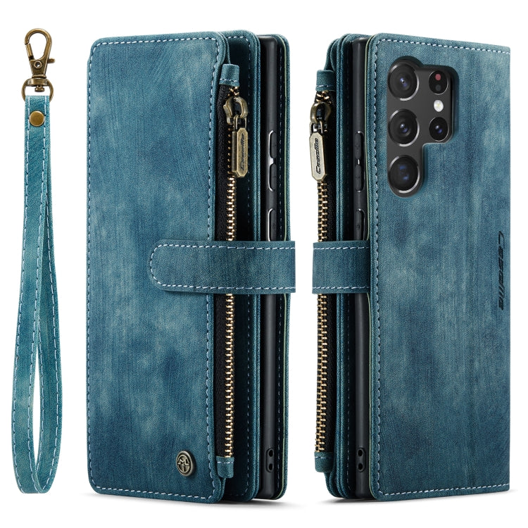For Samsung Galaxy S23 Ultra 5G CaseMe C30 Multifunctional Leather Phone Case(Blue)