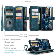 For Samsung Galaxy S23 Ultra 5G CaseMe C30 Multifunctional Leather Phone Case(Blue)